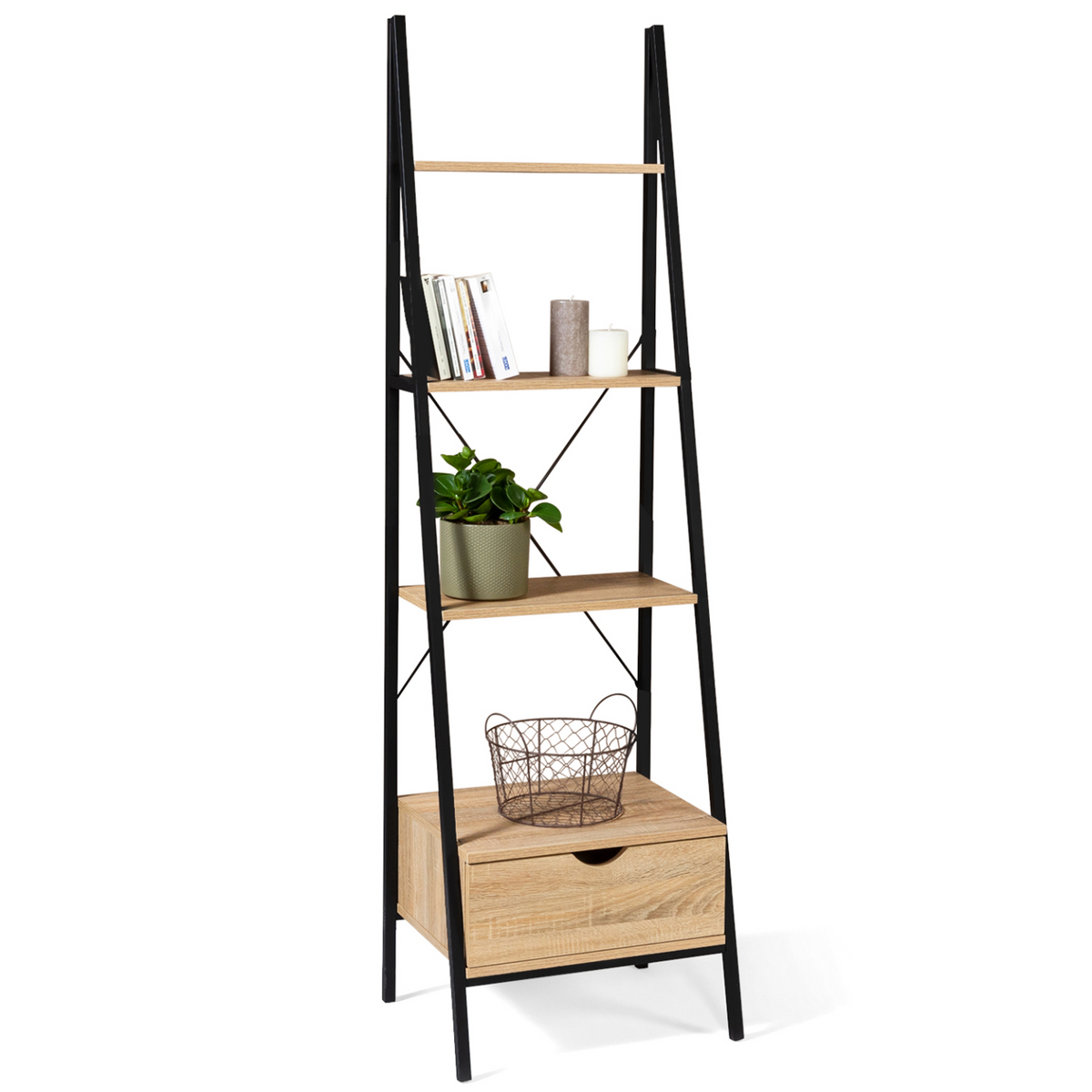 Étagère échelle 4 niveaux avec tiroir DETROIT design industriel