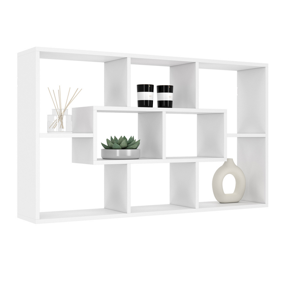 Étagère murale COLETTE avec 8 compartiments blanc