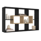 Étagère murale COLETTE avec 8 compartiments, noir et effet bois
