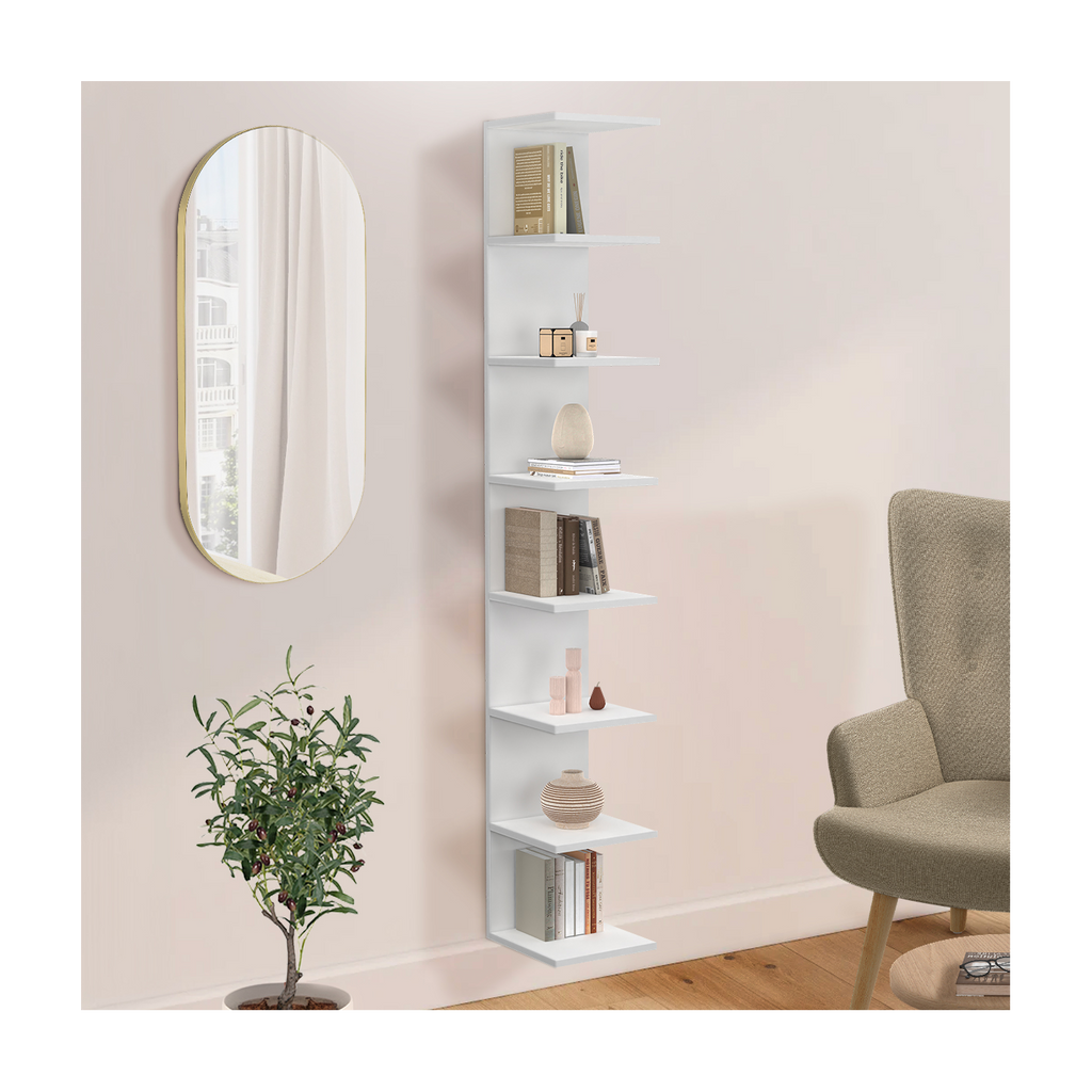 Étagère murale suspendue double position CHIARA 8 tablettes blanc 190 cm