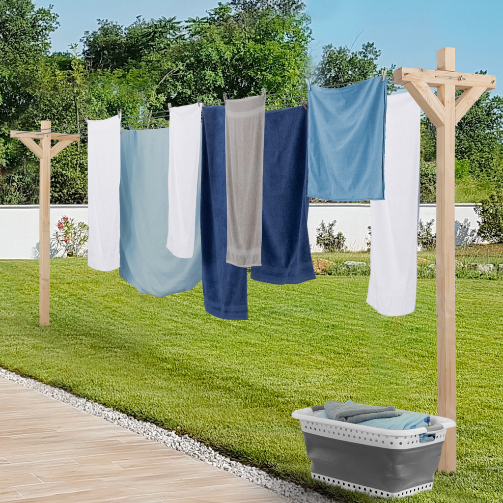 Étendoir à linge extérieur MADERA capacité 12 m en bois
