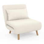 Fauteuil convertible ROMEO lit d'appoint 1 place 80x190 cm bouclette blanc