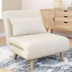 Fauteuil convertible ROMEO lit d'appoint 1 place 80x190 cm bouclette blanc