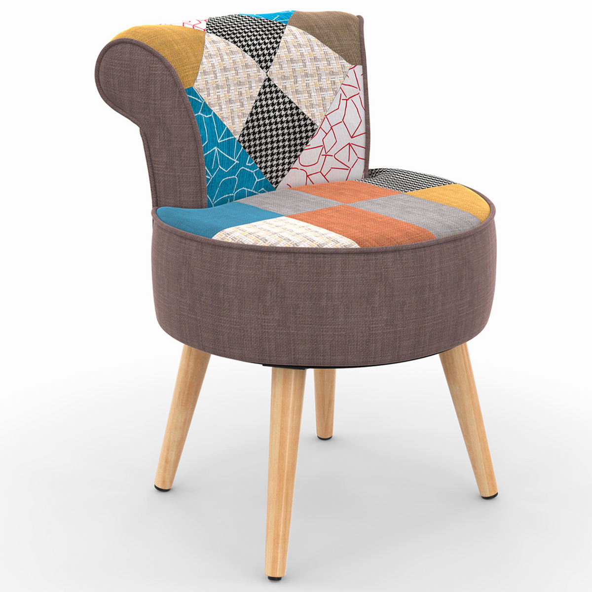 Fauteuil CRAPAUD en tissu patchwork multicolore
