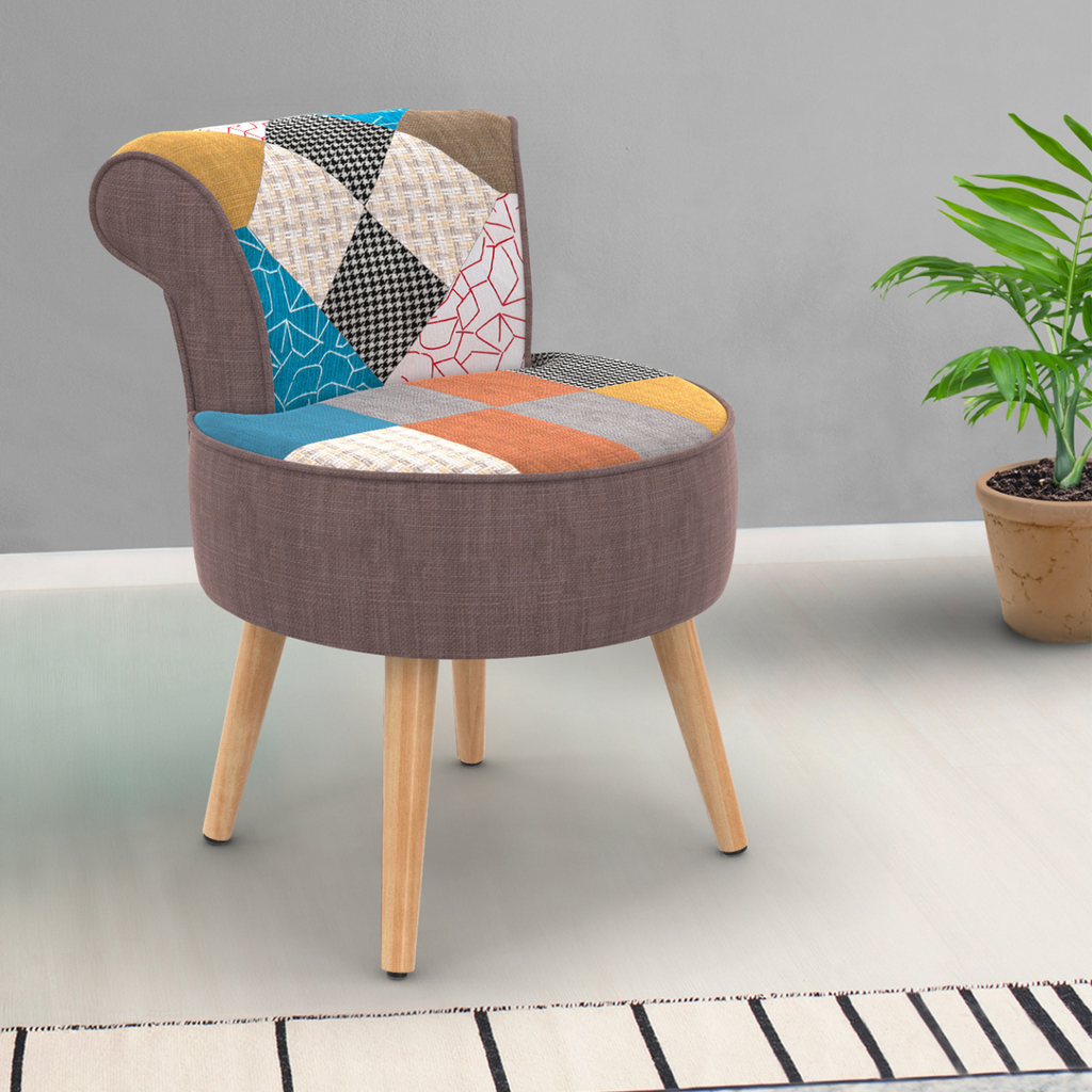 Fauteuil CRAPAUD en tissu patchwork multicolore