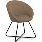 Fauteuil œuf ANGELINA en velours côtelé taupe, pieds croisés noirs