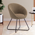 Fauteuil œuf ANGELINA en velours côtelé taupe, pieds croisés noirs