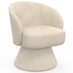 Fauteuil pivotant CYRUS en tissu chenille beige