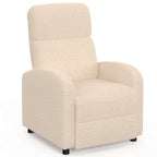Fauteuil relax CALEB en tissu bouclette beige avec dossier inclinable et repose-pieds