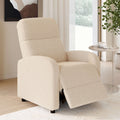 Fauteuil relax CALEB en tissu bouclette beige avec dossier inclinable et repose-pieds