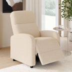 Fauteuil relax CALEB en tissu bouclette beige avec dossier inclinable et repose-pieds