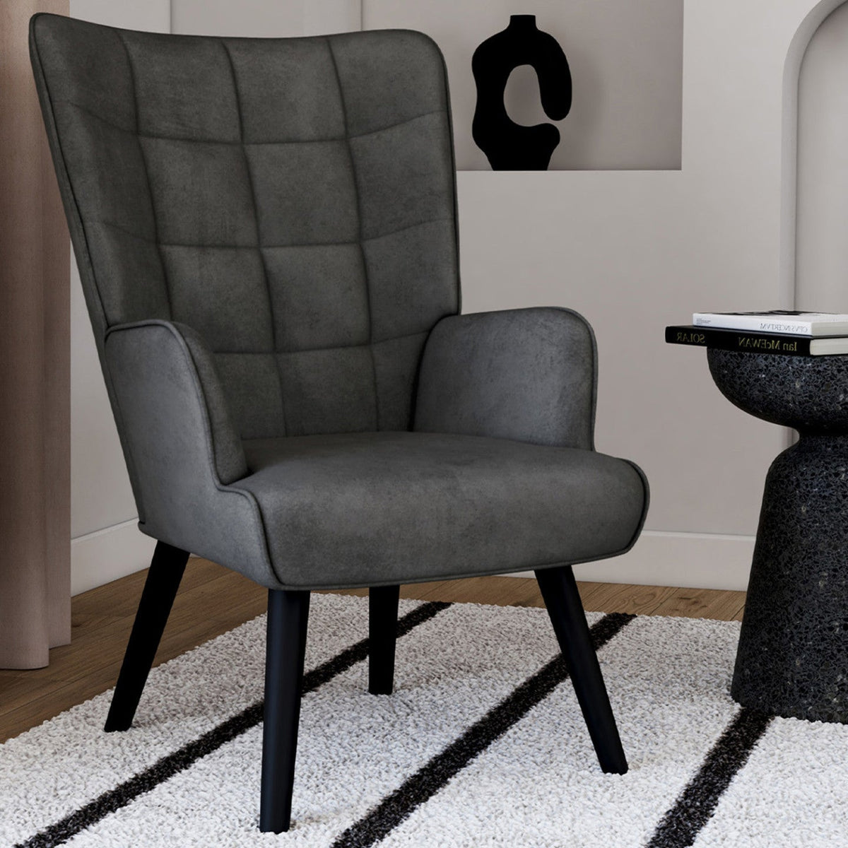 Fauteuil scandinave ANIA en velours gris