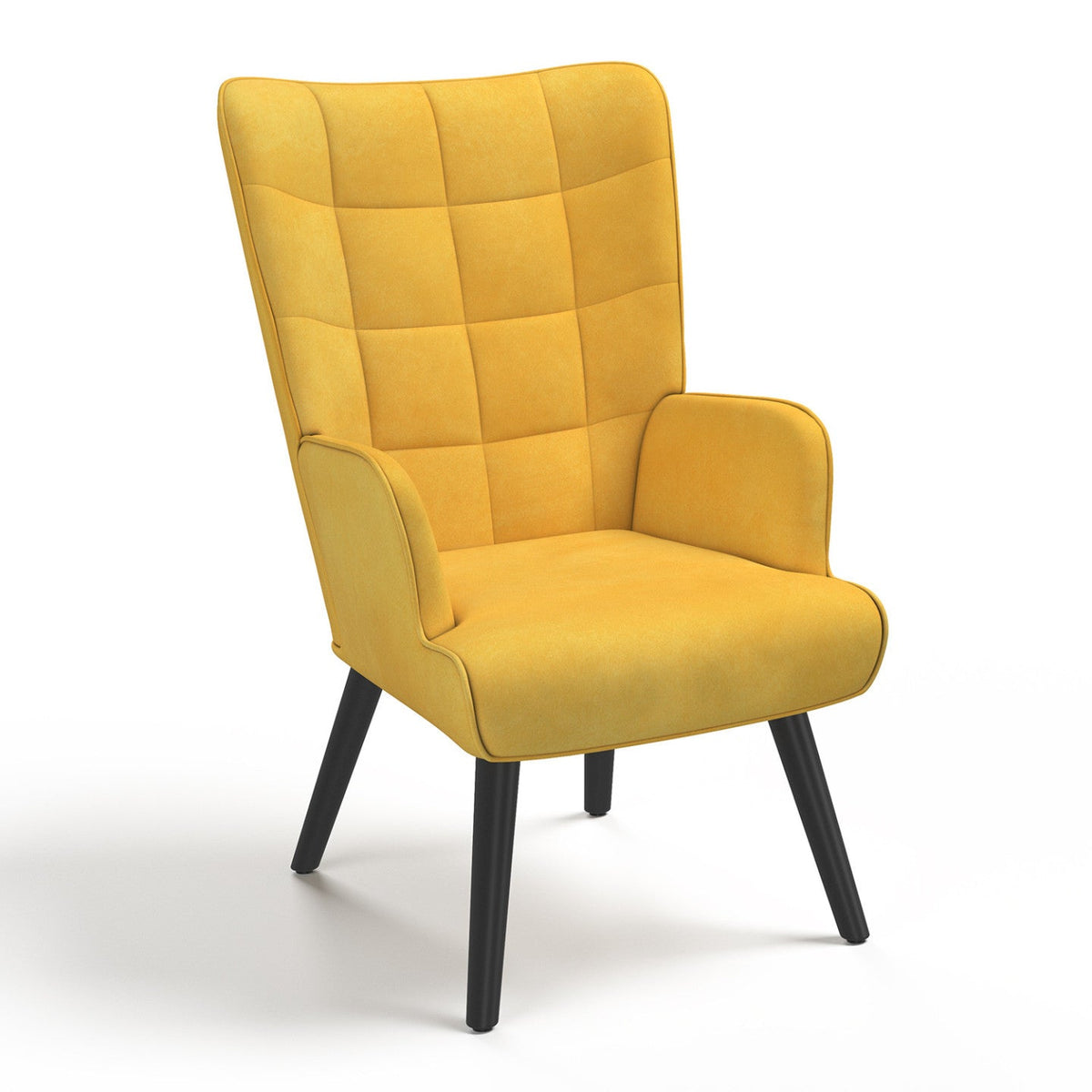 Fauteuil scandinave ANIA velours jaune