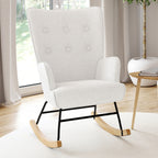 Fauteuil à bascule scandinave IVAR en tissu bouclette blanc