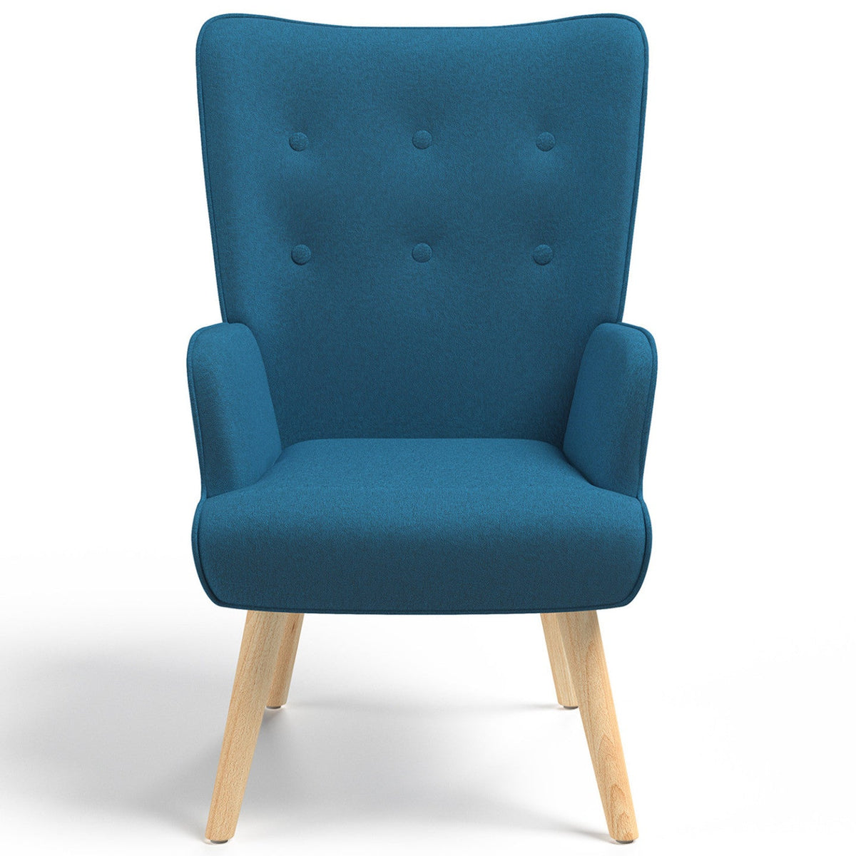 Fauteuil scandinave IVAR en tissu bleu canard