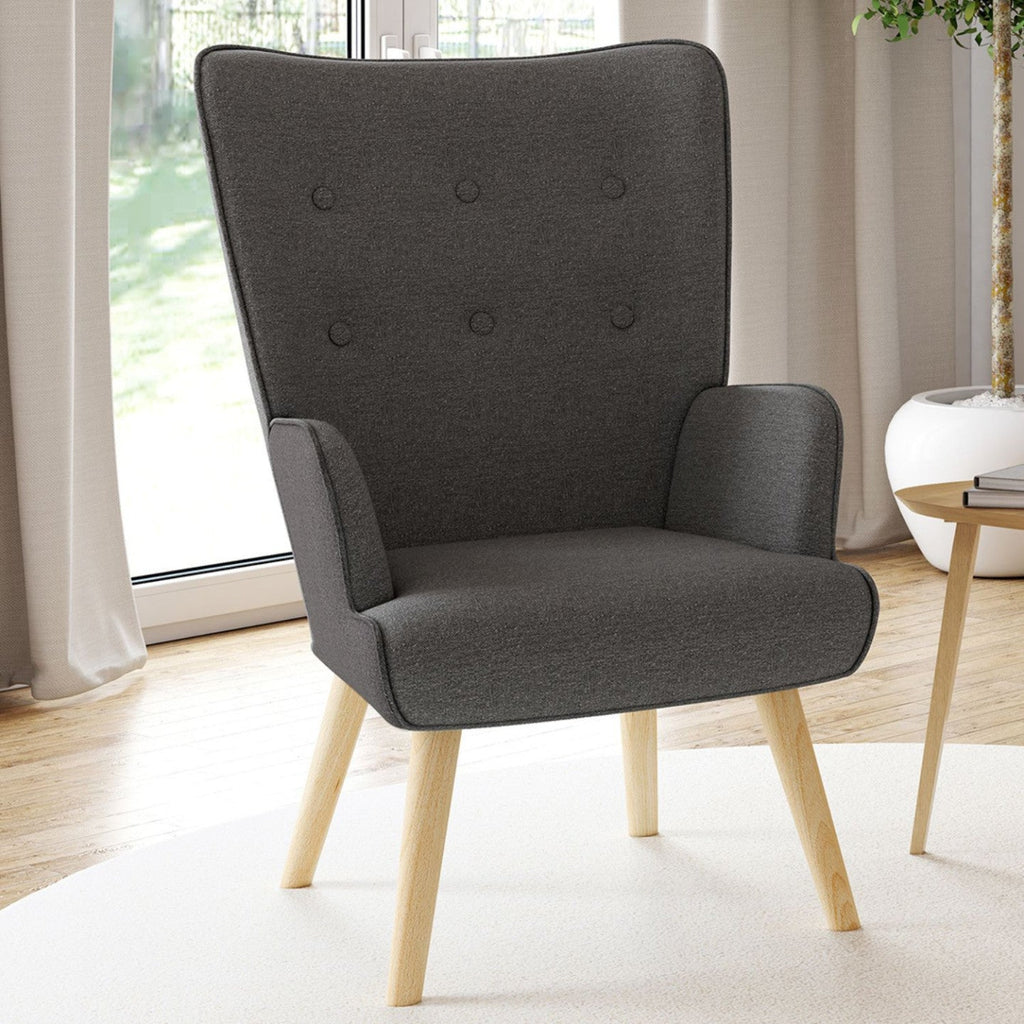 Fauteuil scandinave IVAR en tissu gris anthracite