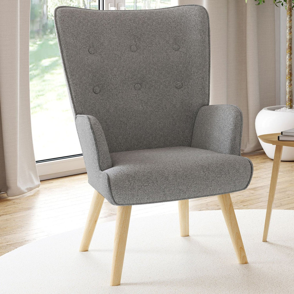 Fauteuil scandinave IVAR en tissu gris clair