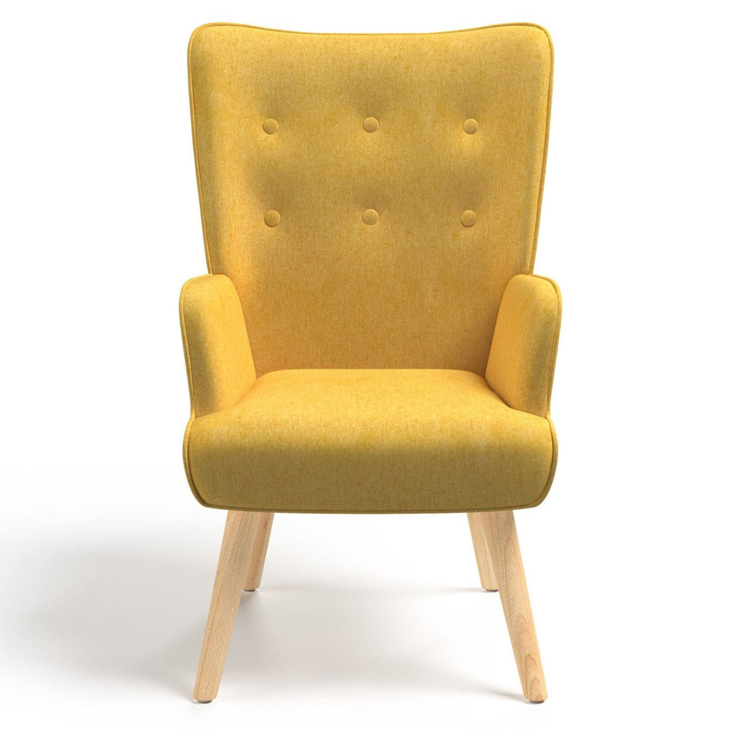 Fauteuil scandinave IVAR en tissu jaune