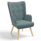 Fauteuil scandinave IVAR en tissu vert eucalyptus