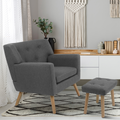 Fauteuil scandinave LIV avec repose-pieds en tissu gris anthracite