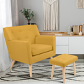 Fauteuil scandinave LIV avec repose-pieds en tissu jaune