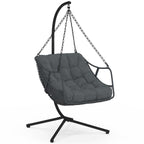 Fauteuil suspendu relax LOA ajouré effet rotin gris avec coussin gris