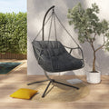 Fauteuil suspendu relax LOA ajouré effet rotin gris avec coussin gris