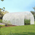 Bâche de rechange pour serre de jardin tunnel 18m² 6 x 3 x 2 m anti-UV avec porte et fenêtres CRIMÉE blanche