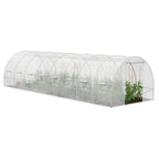 Serre de jardin tunnel 24 m² 8 x 3 x 2 m acier galvanisé + bâche anti-UV avec porte et fenêtres DES ANDES blanche