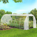 Serre de jardin tunnel 18 m² 6 x 3 x 2 m acier galvanisé + bâche anti-UV avec porte et fenêtres CRIMÉE blanche toutes saisons