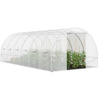 Serre de jardin tunnel 18 m² 6 x 3 x 2 m en acier galvanisé + bâche anti-UV avec porte et fenêtres CRIMÉE blanche