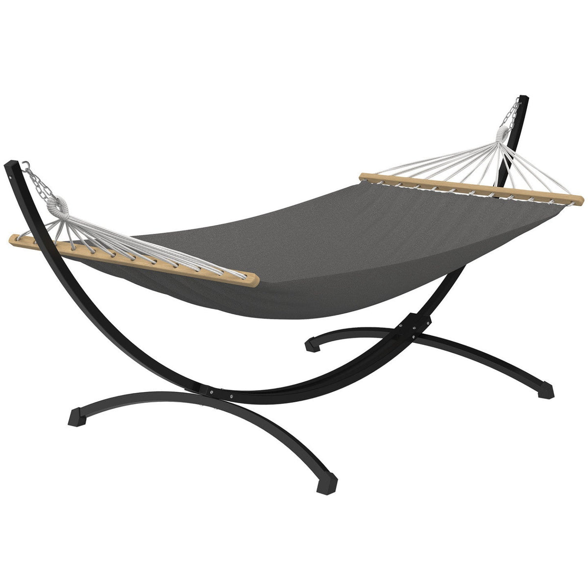 Hamac XL avec support en métal noir et toile gris anthracite