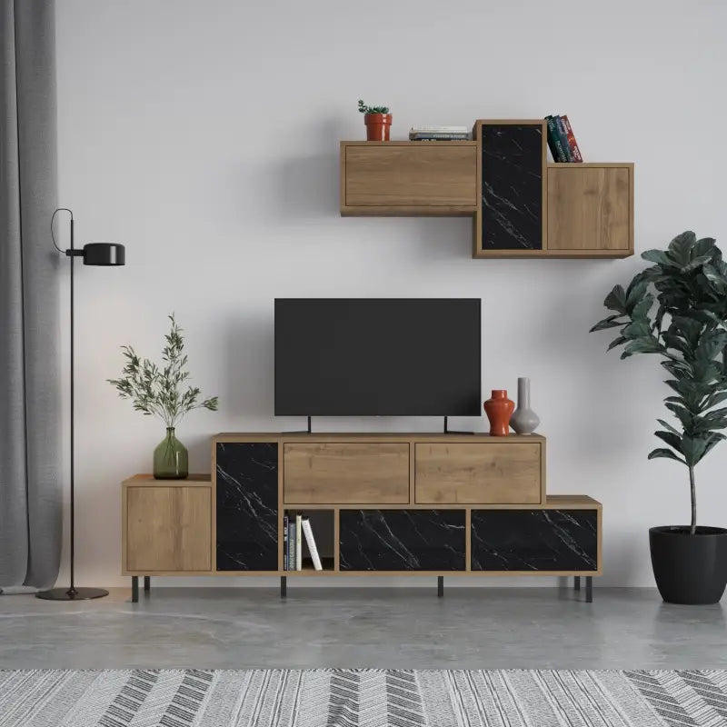 Meuble TV Hermes moderne, centre multimédia, unité TV avec placard de rangement 171,2 cm
