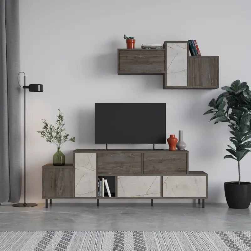 Meuble TV Hermes moderne, centre multimédia, unité TV avec placard de rangement 171,2 cm