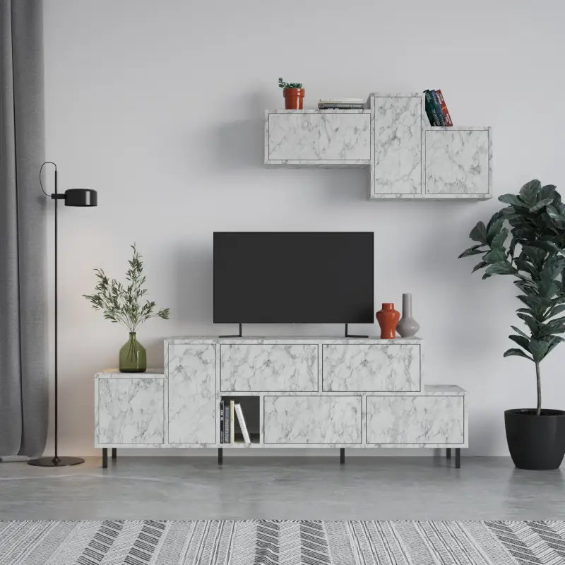 Meuble TV Hermes moderne, centre multimédia, unité TV avec placard de rangement 171,2 cm