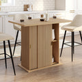 Îlot central 4 personnes JULIETTE 110 cm pied central avec rangement effet lattes tasseaux bois