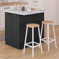 Îlot central IVO 100 cm bois noir avec plan de travail effet marbre ALASKA