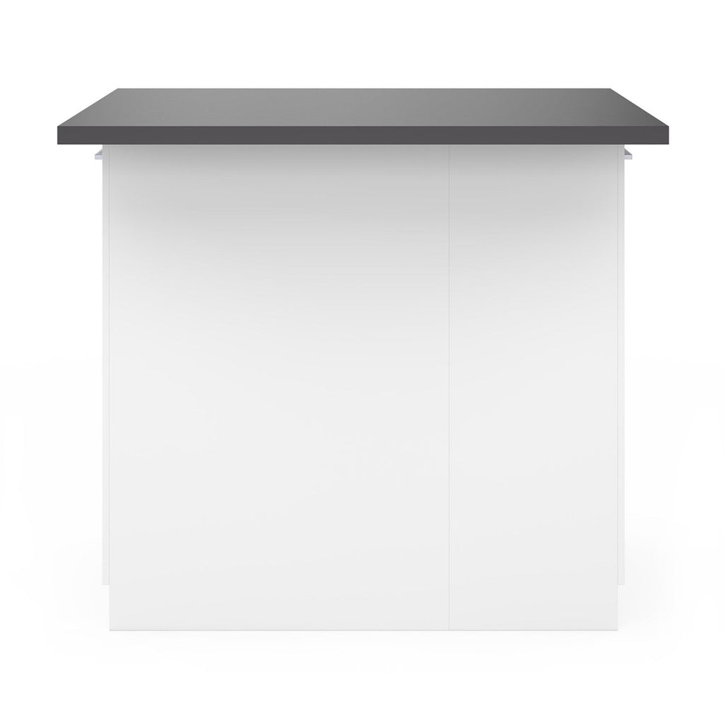 Îlot central IVO 100 cm blanc avec plan de travail gris anthracite