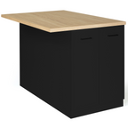 Îlot central IVO 120 cm bois noir avec plan de travail façon hêtre