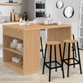 Îlot central mange-debout 4 personnes JULIETTE 130 cm lattes tasseaux bois coloris chêne