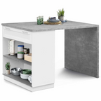 Îlot central mange-debout 4 personnes VITO 130 cm blanc et plateau effet béton