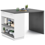 Îlot central mange-debout 4 personnes VITO 130 cm blanc et plateau gris