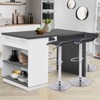 Îlot central mange-debout 4 personnes VITO 130 cm blanc et plateau gris