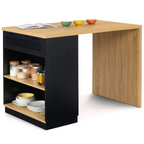 Îlot central mange-debout 4 personnes VITO 130 cm noir et plateau bois