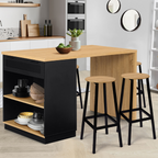 Îlot central mange-debout 4 personnes VITO 130 cm noir et plateau bois