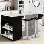 Îlot central mange-debout 4 personnes VITO 130 cm noir et plateau effet marbre ALASKA