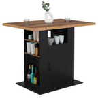 Îlot central UGO 110 cm bois noir et effet bois foncé HAWKINS avec rangements