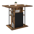Îlot central UGO 110 cm bois noir et effet bois foncé HAWKINS avec rangements design industriel