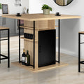 Îlot central UGO 110 cm bois noir et imitation hêtre avec rangements design industriel