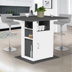 Îlot central UGO 110 cm plateau bois gris et blanc avec rangements